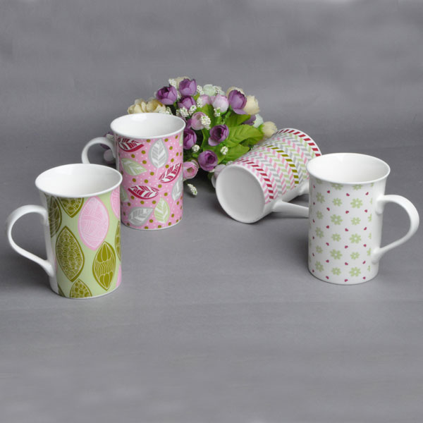 Ceramic Mugs Wholesale 9OZ Flower Decals Logo-Printed Mug