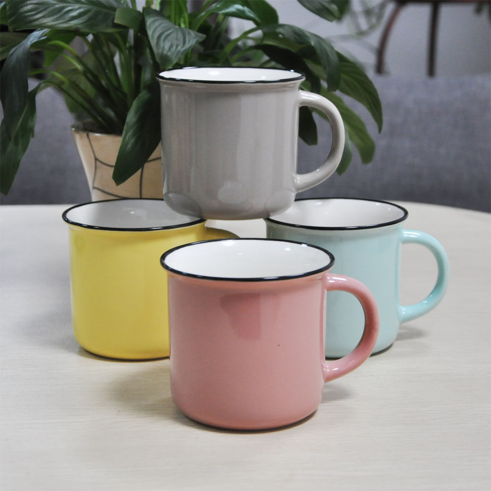 14oz Imitation Enamel Cup Color Glaze Ceramic Mug Daily