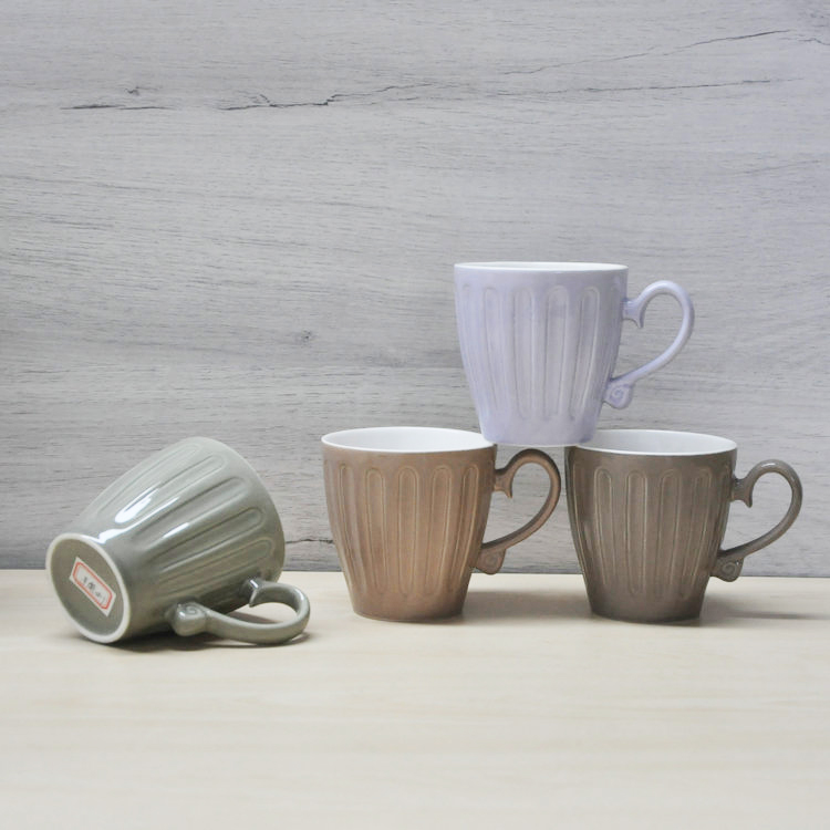 stoneware ceramic embossed cup